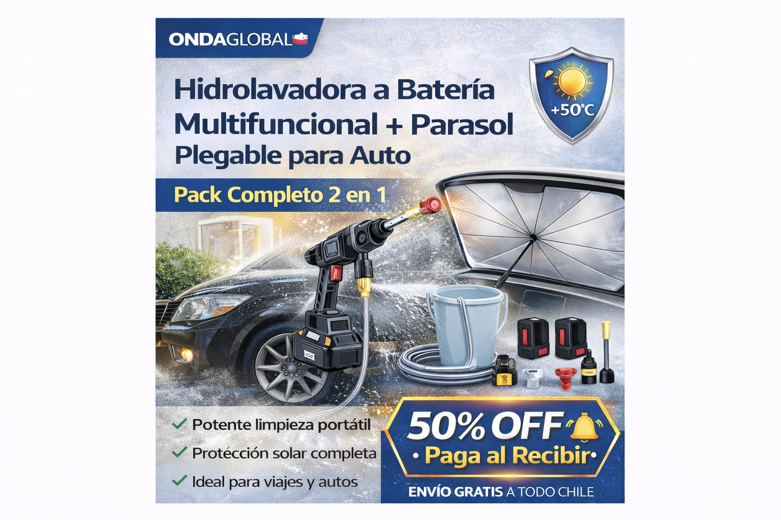 Combo HidroLavadora X1 + Parasol Auto X1